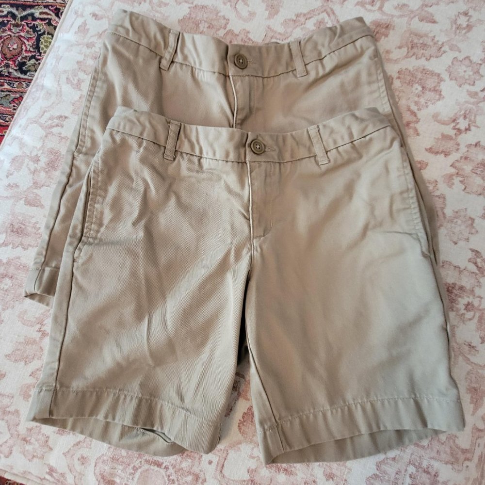Set of Girls Land's End Uniform Shorts Khaki Size 8